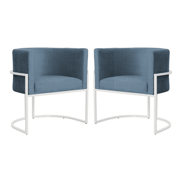 Kit 02 Poltronas Luana Base Branca Linho Cores - Ds Estofados