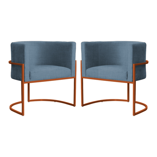 Kit 02 Poltronas Luana Base Em Bronze Linho Cores - Ds Estofa