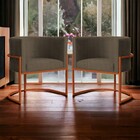 Kit 02 Poltronas Luana Base Em Bronze Linho Cores - Ds Estofa