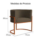 Kit 02 Poltronas Luana Base Em Bronze Linho Cores - Ds Estofa