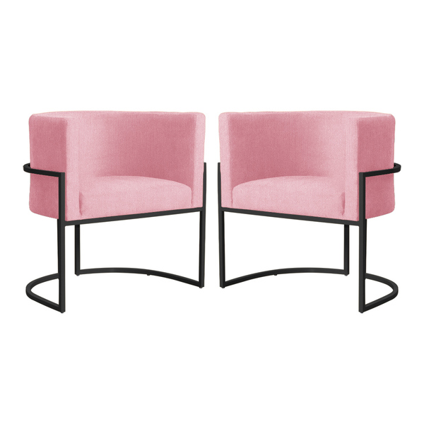 Kit 02 Poltronas Luana Base Preta Suede Cores - Ds Estofados