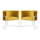 Kit 02 Poltronas Luana Luxo Base Branca Veludo Cores - Ds Est