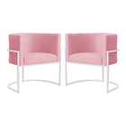 Kit 02 Poltronas Luana Para Sala Base Branca Suede Cores - Ds