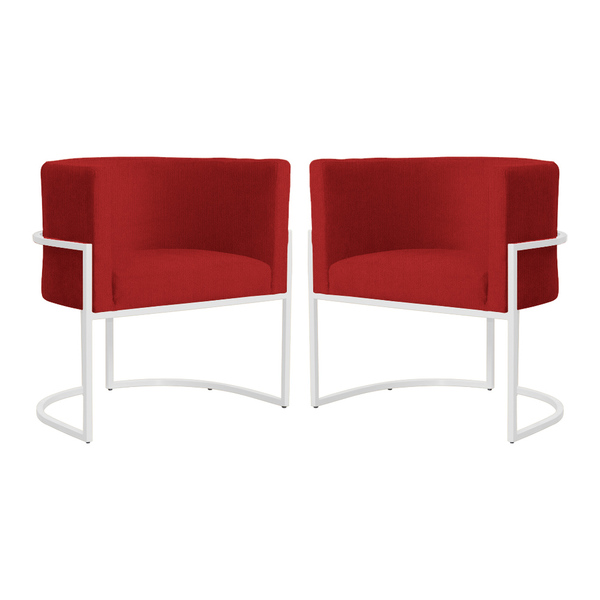 Kit 02 Poltronas Luana Para Sala Base Branca Suede Cores - Ds