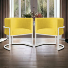 Kit 02 Poltronas Luana Para Sala Base Branca Suede Cores - Ds