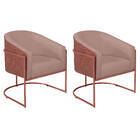 Kit 02 Poltronas Luiza Base De Ferro Bronze Corano Nozes E Li