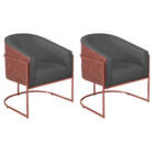 Kit 02 Poltronas Luiza Base De Ferro Bronze Corano Nozes E Li