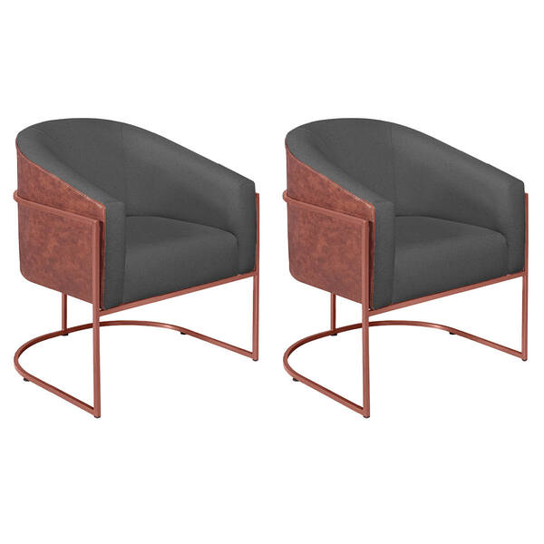 Kit 02 Poltronas Luiza Base De Ferro Bronze Corano Nozes E Li