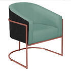 Kit 02 Poltronas Luiza Base De Ferro Bronze Factor Preto E Li