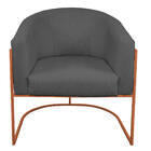 Kit 02 Poltronas Luiza Base De Ferro Bronze Linho - Doce Sonh