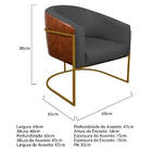 Kit 02 Poltronas Luiza Base De Ferro Dourado Corano Nozes E L