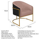 Kit 02 Poltronas Luiza Base De Ferro Dourado Factor Preto E L