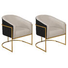 Kit 02 Poltronas Luiza Base De Ferro Dourado Factor Preto E L