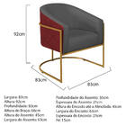 Kit 02 Poltronas Luiza Base De Ferro Dourado Factor Vermelho
