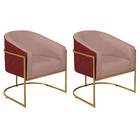 Kit 02 Poltronas Luiza Base De Ferro Dourado Factor Vermelho