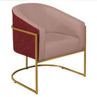 Kit 02 Poltronas Luiza Base De Ferro Dourado Factor Vermelho