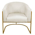 Kit 02 Poltronas Luiza Base De Ferro Dourado Linho - Amarena