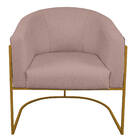 Kit 02 Poltronas Luiza Base De Ferro Dourado Linho - Doce Son