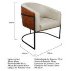 Kit 02 Poltronas Luiza Base De Ferro Preto Corano Nozes E Lin