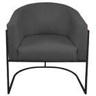 Kit 02 Poltronas Luiza Base De Ferro Preto Corano Nozes E Lin