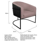 Kit 02 Poltronas Luiza Base De Ferro Preto Factor Preto E Lin