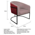 Kit 02 Poltronas Luiza Base De Ferro Preto Factor Vermelho E