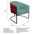 Kit 02 Poltronas Luiza Base De Ferro Preto Factor Vermelho E