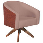 Kit 02 Poltronas Luiza Base Giratória De Madeira Corano Nozes