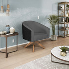 Kit 02 Poltronas Luiza Base Giratória De Madeira Factor Preto