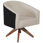 Kit 02 Poltronas Luiza Base Giratória De Madeira Factor Preto