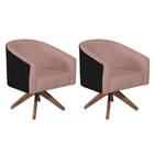 Kit 02 Poltronas Luiza Base Giratória De Madeira Factor Preto