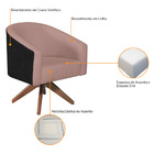 Kit 02 Poltronas Luiza Base Giratória De Madeira Factor Preto