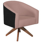 Kit 02 Poltronas Luiza Base Giratória De Madeira Factor Preto