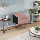 Kit 02 Poltronas Luiza Base Giratória De Madeira Factor Preto