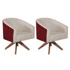 Kit 02 Poltronas Luiza Base Giratória De Madeira Factor Verme