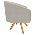 Kit 02 Poltronas Luiza Base Giratória De Madeira Linho Bege -