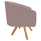 Kit 02 Poltronas Luiza Base Giratória De Madeira Linho Rosê -