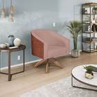 Kit 02 Poltronas Luiza Base Giratória De Madeira Sintético No