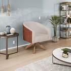 Kit 02 Poltronas Luiza Base Giratória De Madeira Sintético No