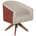 Kit 02 Poltronas Luiza Base Giratória De Madeira Sintético No