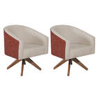 Kit 02 Poltronas Luiza Base Giratória De Madeira Sintético No