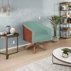 Kit 02 Poltronas Luiza Base Giratória De Madeira Sintético No