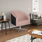 Kit 02 Poltronas Luiza Base Giratória De Metal Factor Preto E