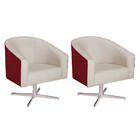 Kit 02 Poltronas Luiza Base Giratória De Metal Factor Vermelh