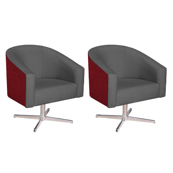 Kit 02 Poltronas Luiza Base Giratória De Metal Factor Vermelh