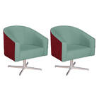 Kit 02 Poltronas Luiza Base Giratória De Metal Factor Vermelh