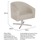 Kit 02 Poltronas Luiza Base Giratória De Metal Linho Bege - A