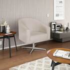 Kit 02 Poltronas Luiza Base Giratória De Metal Linho Bege - A