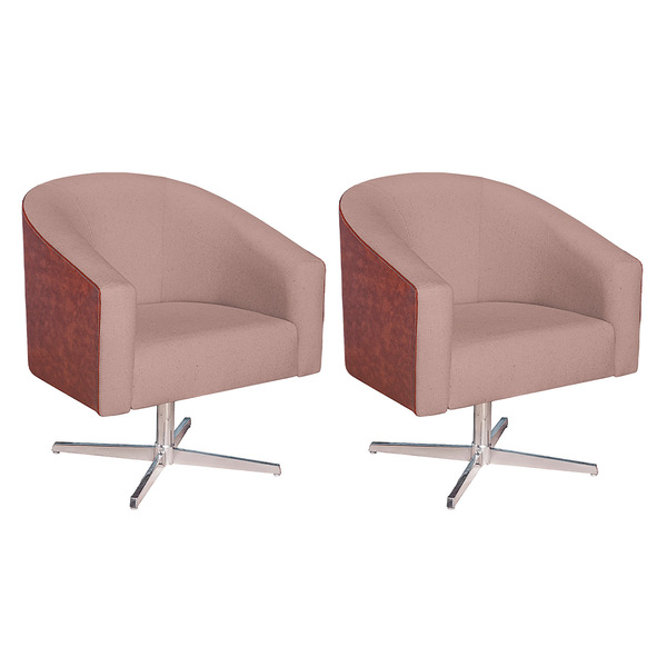 Kit 02 Poltronas Luiza Base Giratória De Metal Sintético Noze