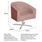 Kit 02 Poltronas Luiza Base Giratória De Metal Sintético Noze